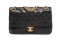 Chanel Black Leather Chain Double Flap Shoulder Bag