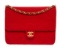 Chanel Red Quilted Fabric Single Flap Bag