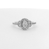 0.79 ctw Diamond Halo Wedding Ring - 14KT White Gold