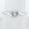 Solid 14K White Gold Polished Open Heart Band Ring w/ 0.25 ctw Pave Set Diamonds