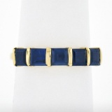 18k Yellow Gold 1.75 ctw Square Step Cut Sapphire Bar Channel 5 Stone Band Ring
