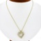 Classic 14K Gold 1 ctw Round Brilliant Diamond Channel Open Heart Pendant & Chai