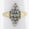 Antique Victorian Gold 1.6 ctw Old Mine Cut Diamond Navette Marquise Cocktail Ri