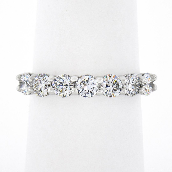 NEW Platinum 1.12 ctw Round Shared Prong Diamond Low Profile Wedding Band Ring