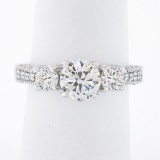 14k White Gold 1.70 ctw GIA Round Brilliant Diamond Three Stone Engagement Ring