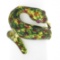 Vintage 18k Yellow Gold Multicolor Enamel w/ Spots Textured Snake Wrap Band Ring