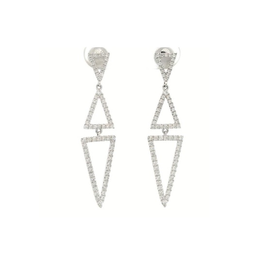 14kt WG Diamond "V" Dangle Earrings