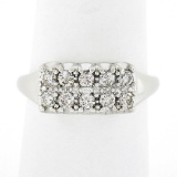 Vintage 14k White Gold.45 ctw Dual Two Row Round Fishtail Prong Diamond Band Rin