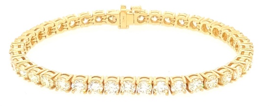 12.47 ctw Diamond Tennis Bracelet - 14KT Yellow Gold
