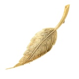 Tiffany & Co. 14K Yellow Gold Detailed Flared Textured Curved Leaf Pin Brooch