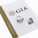 NEW 18k Gold 1.66 ctw GIA Round Diamond Baguette Halo Sapphire Bezel Milgrain Ri