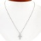 Petite 18K White Gold .37 ctw Round & Baguette Cut Diamond Cross Pendant w/ Chai