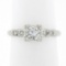 Vintage 14k White Gold 0.46 ctw Round Brilliant Diamond w/ Accents Engagement Ri