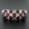 18K White Gold 2.65 ctw Square Ruby & Baguette Diamond Checkerboard Cocktail Rin