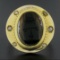 18k Yellow Gold Bezel Set Carved Hard Stone Scarab w/ Rose Cut Diamonds Ring