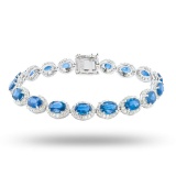 12.28 ctw Blue Sapphire and 2.59 ctw Diamond Platinum Bracelet