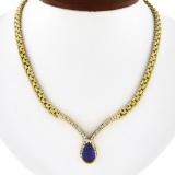 14k Gold 4.17 ctw Pear Amethyst & Diamond Chevron 