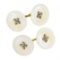 Antique 14k Gold 14.6mm Carved White Mother of Pearl Round Button Cufflinks