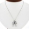 Vintage 18K White Gold 1 ctw Sapphire & Diamond Bow Ribbon Pendant w/ 14k Chain