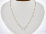 New 14K Gold .49 ctw Round Brilliant Diamond Solitaire Pendant w/ Adjustable Cha