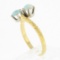Antique 14K Yellow Gold Dual Round Cabochon Opal Etched Work Petite Bypass Ring