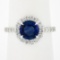 NEW Platinum 2.21 ctw GIA Ceylon Round Blue Sapphire Brilliant Diamond Halo Ring
