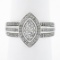 10k White Gold 0.78 ctw Round Prong Diamond Marquise Shaped Cluster Promise Ring
