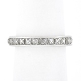 Platinum French Cut Channel 3.0 ctw Diamond Hand Engraved Eternity Band Ring
