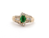 14kt YG Emerald and Diamond Bypass Ring