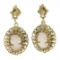 Vintage 14k Gold Fine Carved Shell Cameo W/ Twisted Wire Frame Dangle Earrings