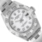 Rolex Ladies Stainless Steel White Arabic Dial 18K Diamond Bezel Oyster Band Dat