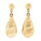 Vintage 14K Yellow Gold Puffed Textured Polished Tear Drop Dangle Earrings