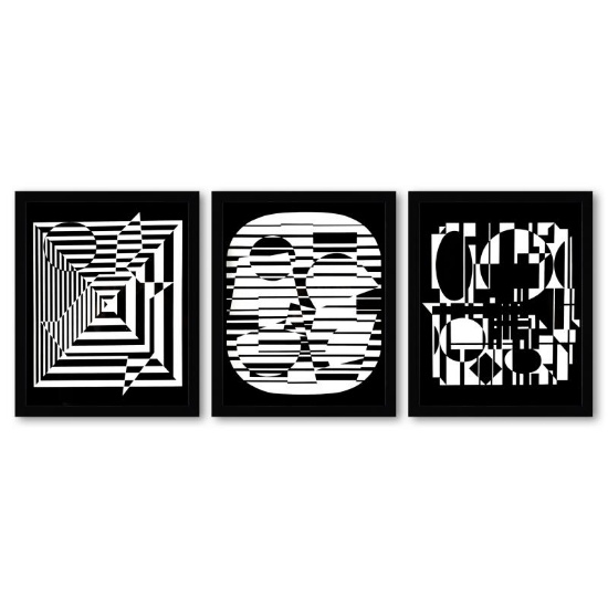 Zeta Yablapour-II et Anadyr de la serie Lineaires (Triptych) by Vasarely (1908-1