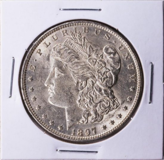 1897 $1 Morgan Silver Dollar Coin CH BU
