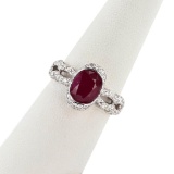 2.29 ctw BURMESE Ruby and 0.84 ctw Diamond Platinum Ring (GIA CERTIFIED)