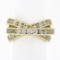 French 18k Gold Cubic Zirconia Channel Rolling Trinity Crossover Three Band Ring