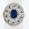 18k TT Gold Oval Bezel Sapphire w/ 1.7 ctw Diamond Milgrain Mosaic Dome Bombe Ri