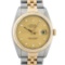 Rolex Mens 2T Factory Champagne Diamond Dial 14K Yellow Gold And Stainless Steel