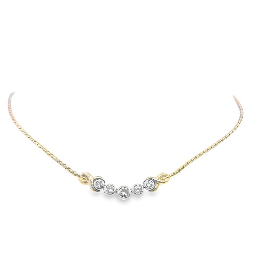 14kt TT Diamond Necklace 5 @ 1.00 cts