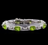 Crayola 20.00 ctw Peridot and White Sapphire Bracelet -.925 Silver