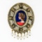 Vintage French 14k Gold Hand Painted Portrait Detailed Pearl Pin Brooch Pendant