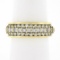 Jose Hess 18k Gold 0.90 ctw Round Prong Diamond Multi Row Grooved Wide Band Ring