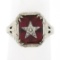 Antique Art Deco 14K Gold Red Stone Order of Easter Star Engraved Masonic Ring