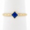 Simple Petite 14k Gold 0.32 ctw Square Step Cut Bezel Set Sapphire Solitaire Rin