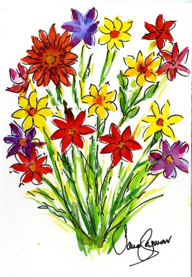 Jane SEYMOUR: Youthful Narcissus and Marigold Bouquet