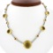 Antonini 18K TT Gold Round Bezel Citrine Diamond Ruby 16.5
