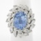 Platinum Handmade GIA Ceylon NO HEAT Oval Sapphire & Marquise Diamond Halo Ring