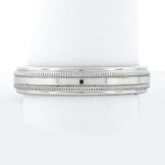 Men's Solid .950 Platinum 5mm Classic Dual Milgrain Polished Band Ring Size 11