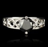 14KT White Gold 1.46 ctw Black and White Diamond Ring