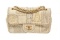 Chanel Beige White Canvas Tweed Medium Patchwork Jumbo Flap Shoulder Bag